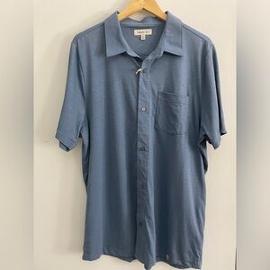 NEW Men's Short Sleeve Golf Polo Shirt Blue Collared Button Up Organic Cotton